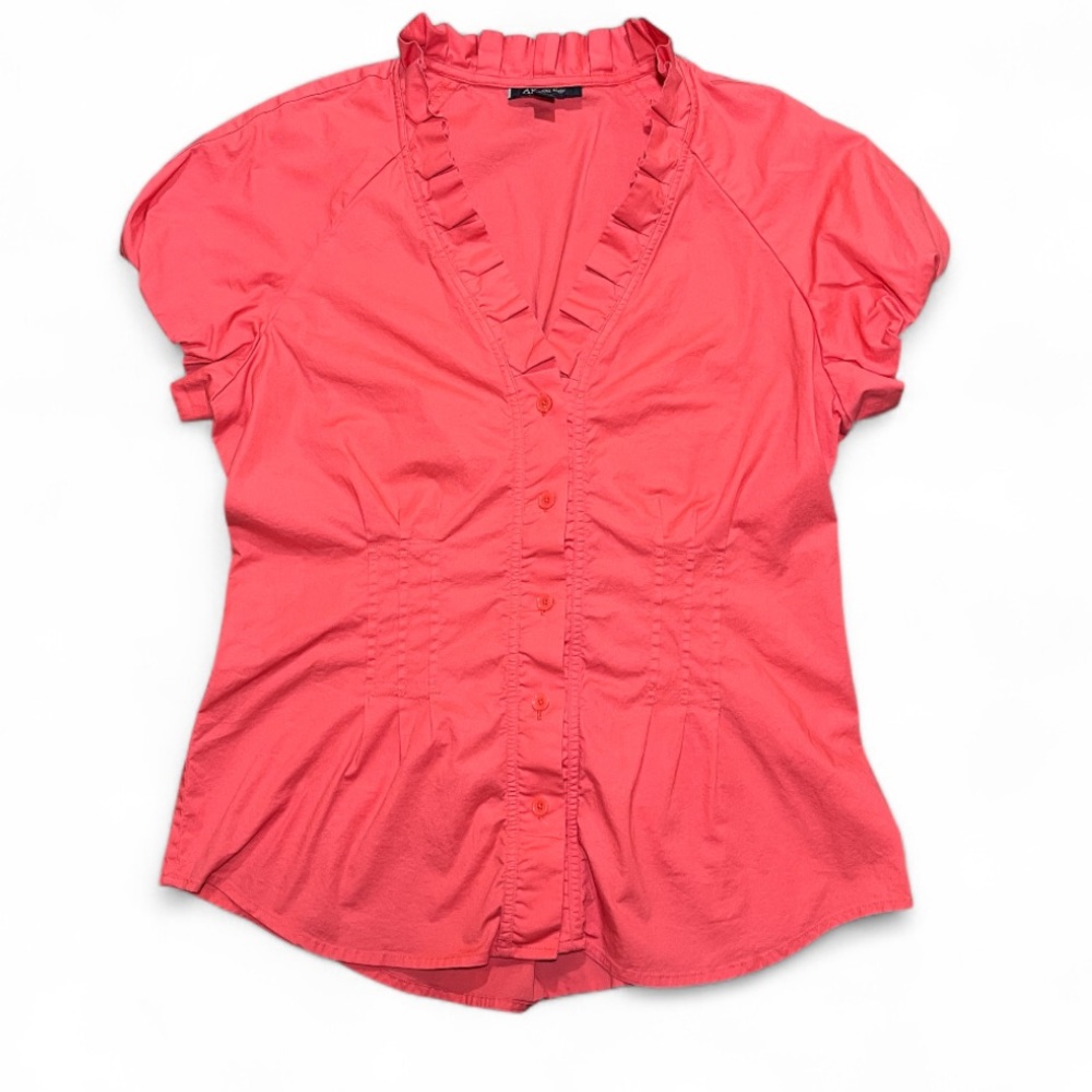 ANNE KLEIN Top Short Sleeve Coral Pink Blouse Women’s Size 10